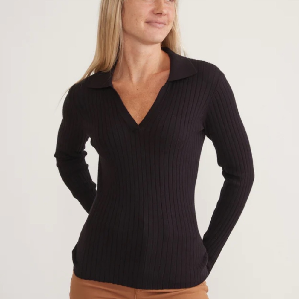 Black XS Marine Layer Deserae knit polo